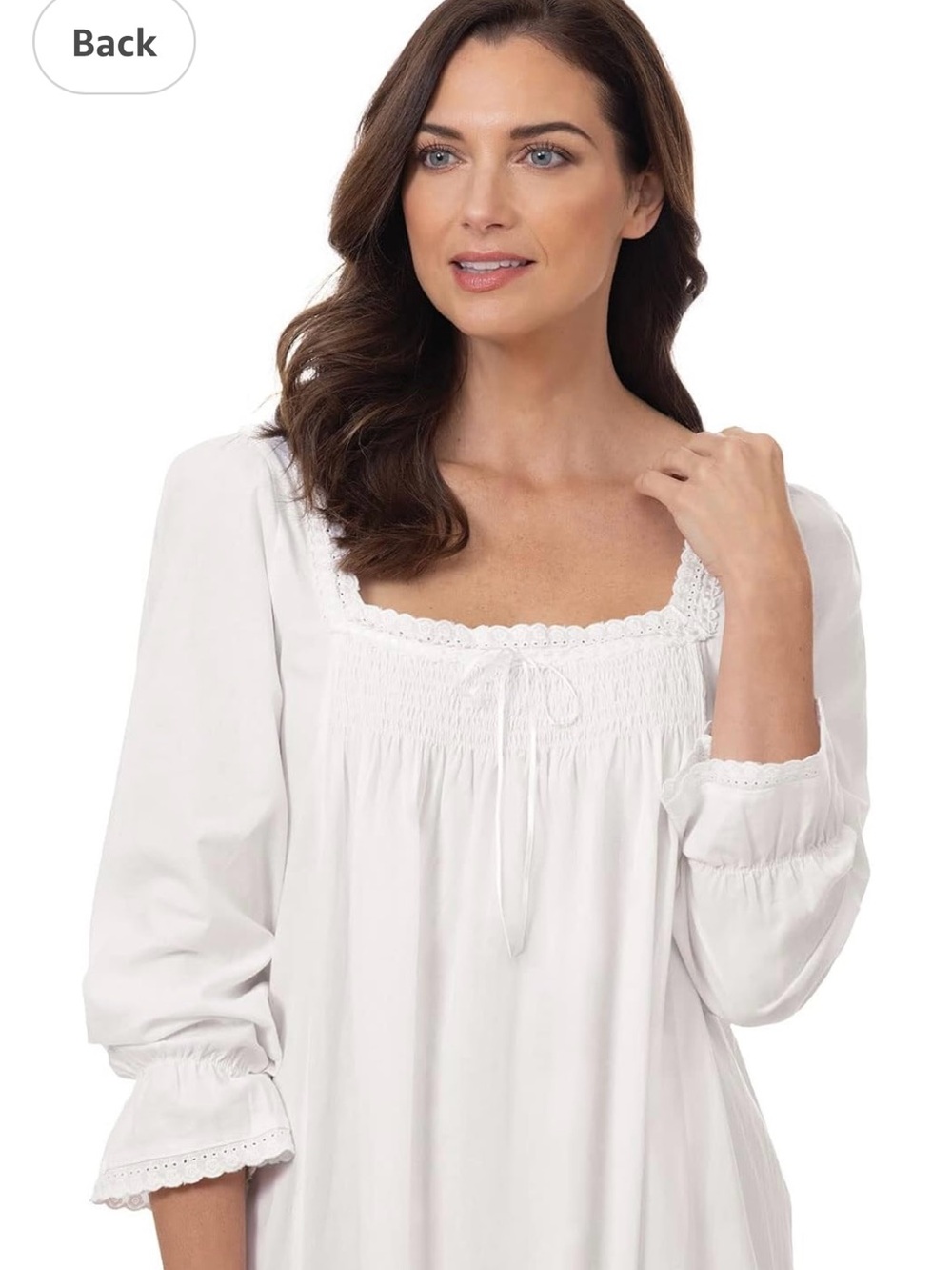The 1 For U Women's White Cotton Nightgown with Lace Trim size Large 100 Cotton